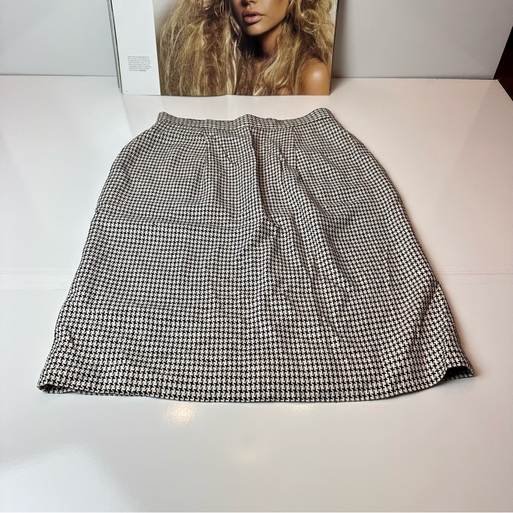 Vintage Talbots Houndstooth Pencil Skirt | Silk Blend 90s Minimalist